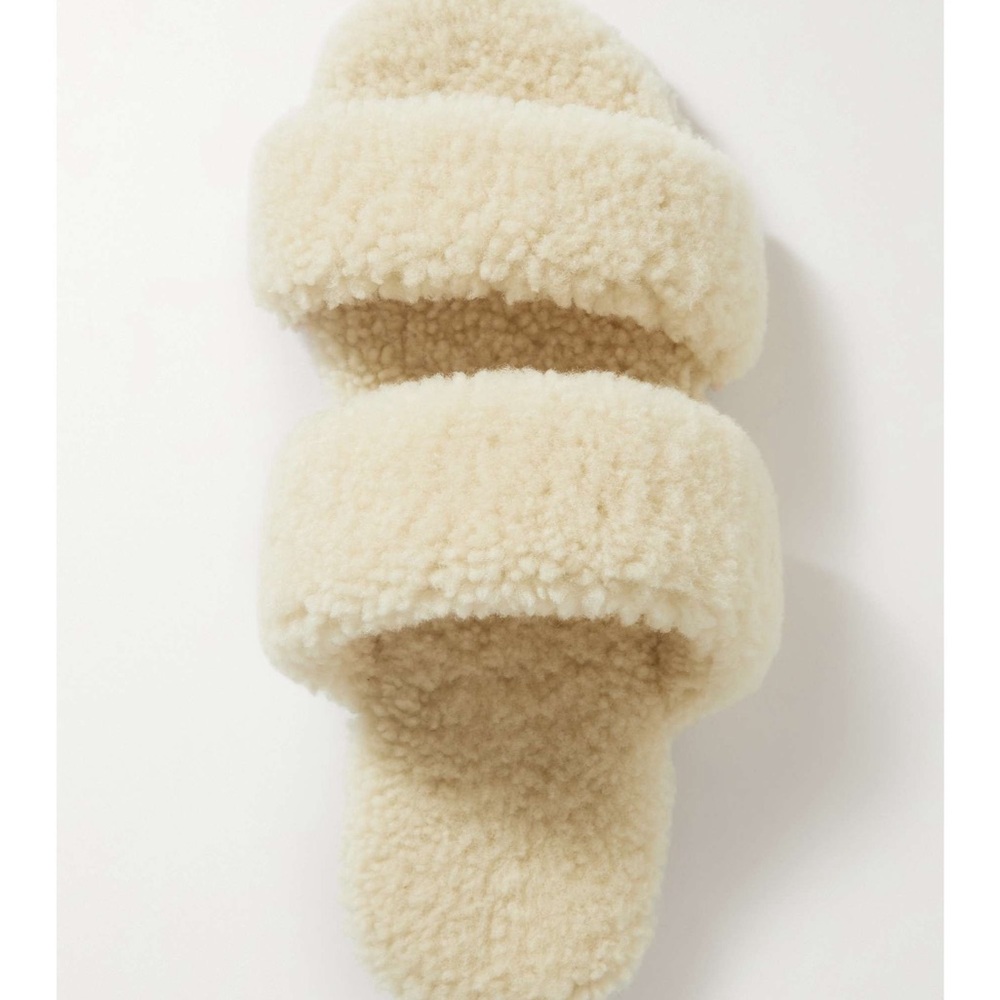 Saint Laurent Cream Shearling Sandals NIB sz 9 - Picture 2 of 6